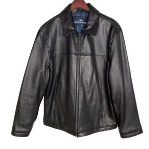 Dockers Men's Black Genuine Leather Full Zip Jacket Size Large